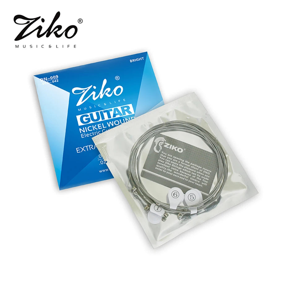 10 jeux de cordes de guitare électrique série Ziko DN, noyau Hexagonal, enroulement en alliage nickelé 009-042/010-046, vente en gros