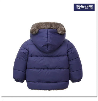 -30℃ Winter Lamb Wool Jackets Baby Girls Plus Velvet Thick Coats Children Hooded Cold Weather Outwear Boys Cotton Clothes 1-6Y