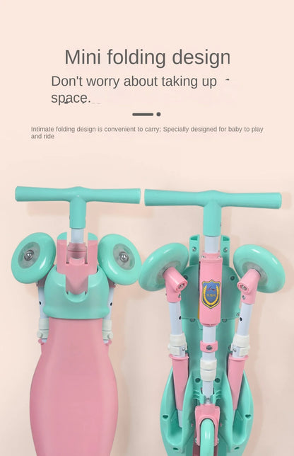 New liftable children's folding large mantis car three-wheeled scooter baby walker 1-6 years old yo-yo car