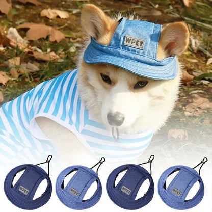 Chapeau d'été réglable pour animaux de compagnie, protection solaire contre les fuites d'oreilles, chapeau de cowboy en lin pour chiot, casquette de soleil, visière, chapeau de sport d'extérieur mignon pour chat