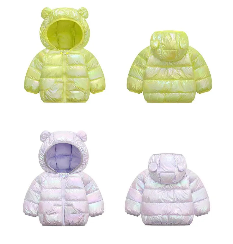 1-6T Winter Baby Girls Boy Clothes Coats Down Cotton Cartoon Hooded Children's Jackets Casual Snowsuit Overalls Toddler Costume