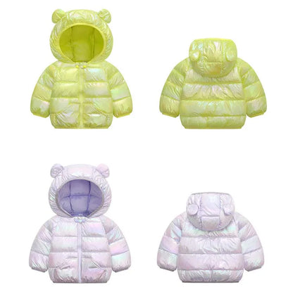 1-6T Winter Baby Girls Boy Clothes Coats Down Cotton Cartoon Hooded Children's Jackets Casual Snowsuit Overalls Toddler Costume