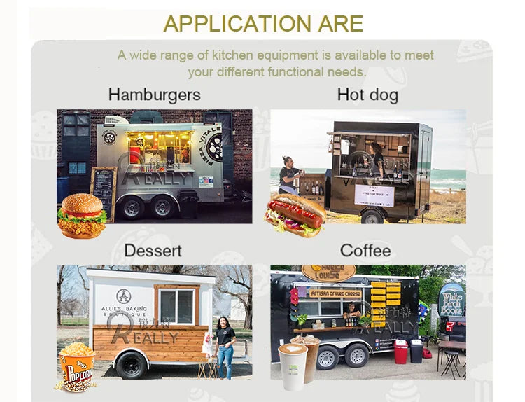 Commerical Food Truck Stainless Steel Snack Cart Hot Dog Coffee Kiosk Mobile Kitchen Concession Food Truck Trailer For Sale