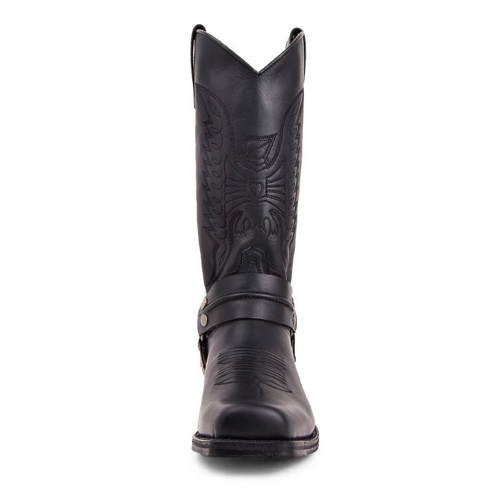 Bottes de cowboy western noires et marron en similicuir pour homme, chaussures d'hiver rétro brodées, mi-mollet, taille 48, nouvelle collection 2023