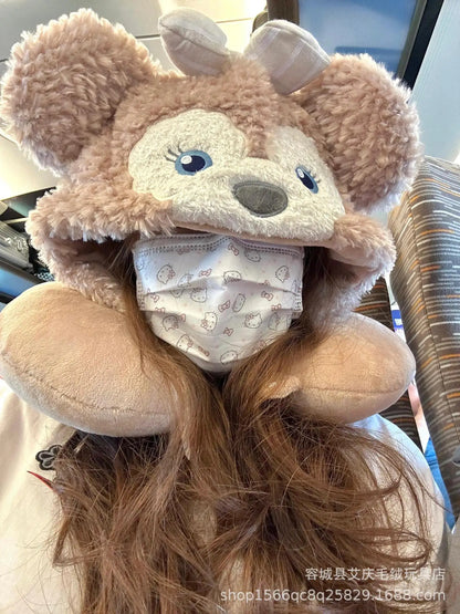 Cartoon plush Stitch Ling Nabelle U-shaped pillow with hooded neck pillow travel car plane office nap artifact girl gifts