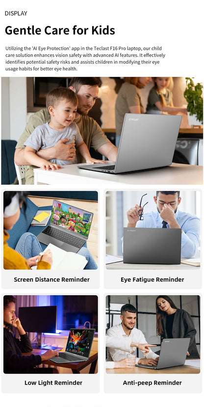 Ordinateur portable Teclast F16 Pro, Windows 11 Pro, processeur Intel N95, F16Pro, 16 Go de RAM, 512 Go de SSD, écran IPS 15,6 pouces 1920 x 1080, Wi-Fi 6, USB 3.2, clavier rétroéclairé, mini-HDMI