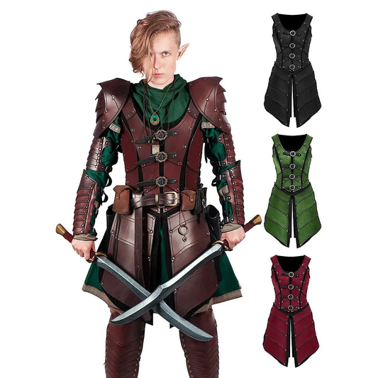 Vintage Western Medieval Halloween Renaissance Cosplay Costume Leather Gothic Vest Armor Elf Archer Knight Warrior For Men Woman