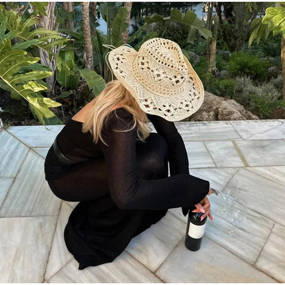 Chapeau de cowboy pour femme, casquette de cow-girl , accessoires pour les vacances, chapeau de paille