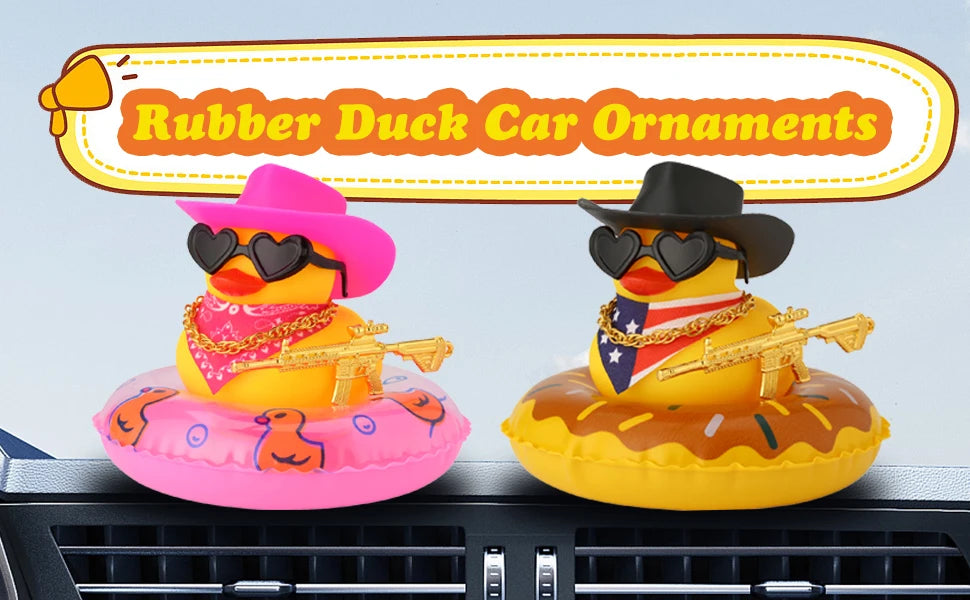 Cowboy Hat Rubber Ducks Toys Office Car Decoration Cute Summer Duck Duckling for Birthday Party Supplies Gifts for Friends Kids