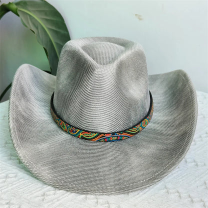 Faux Leather Western Cowboy Hats Men Women retro cowboy hats big brim cowgirl hat knight hat men chapeau ковбойская