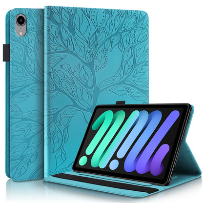 Coque for iPad Mini 7 Case 8.3" Embossed Tree PU Leather Flip Cover for Funda iPad Mini 2024 Mini 7th 6th Generation Case Cover