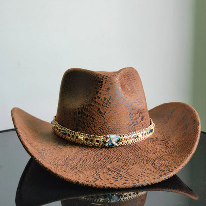 Faux Leather Western Cowboy Hats Men Women retro cowboy hats big brim cowgirl hat knight hat men chapeau ковбойская