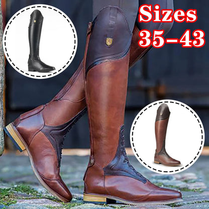 Equestrian Boots Genuine Leather Professional Horse Riding Sports Training High Top Knight Boots Wear-Resistant Competition