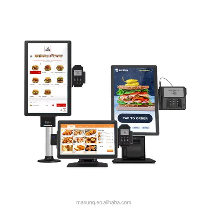 Meilleure vente MASUNG MS-S11 système de commande de kiosque en libre-Service tout en un support de sol POS kiosques de commande alimentaire paiement en libre-service