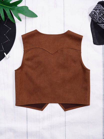 Costume de cow-boy et de cow-girl du Far West, déguisement d'Halloween, gilet sans manches à franges avec bandana et chapeau