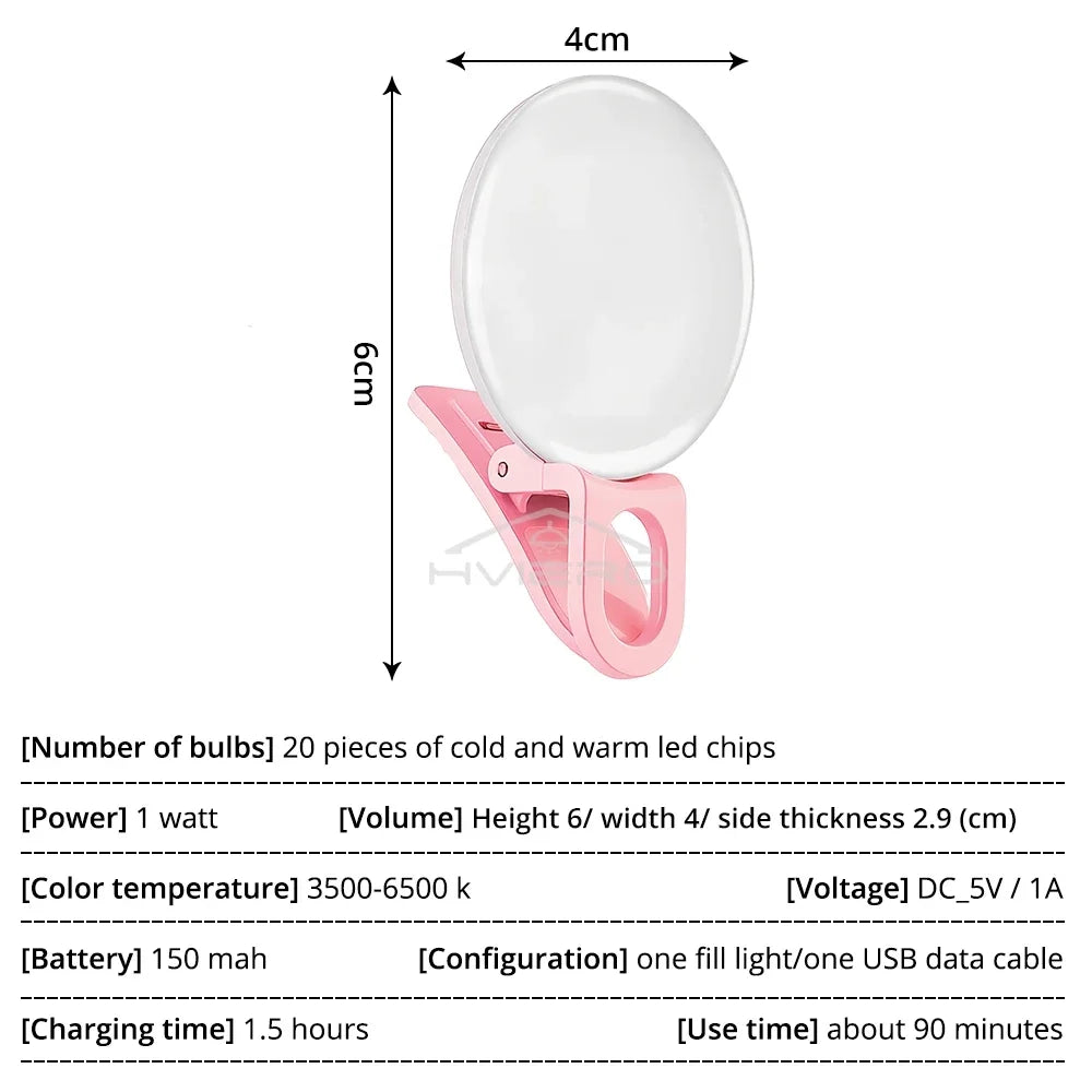 Anneau lumineux Led pour Selfie, Rechargeable par USB, lumières de remplissage, luminosité chaude et froide réglable, pour appareil Photo, vidéo, accessoires de Streaming en direct
