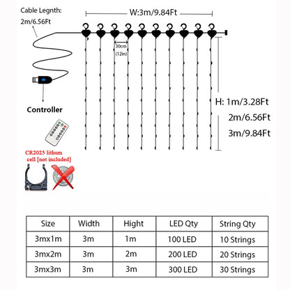 Guirlande lumineuse rideau féerique LED USB, pour nouvel an, fête de noël, mariage, anniversaire, chambre à coucher, Ramadan, pâques, décoration de la maison