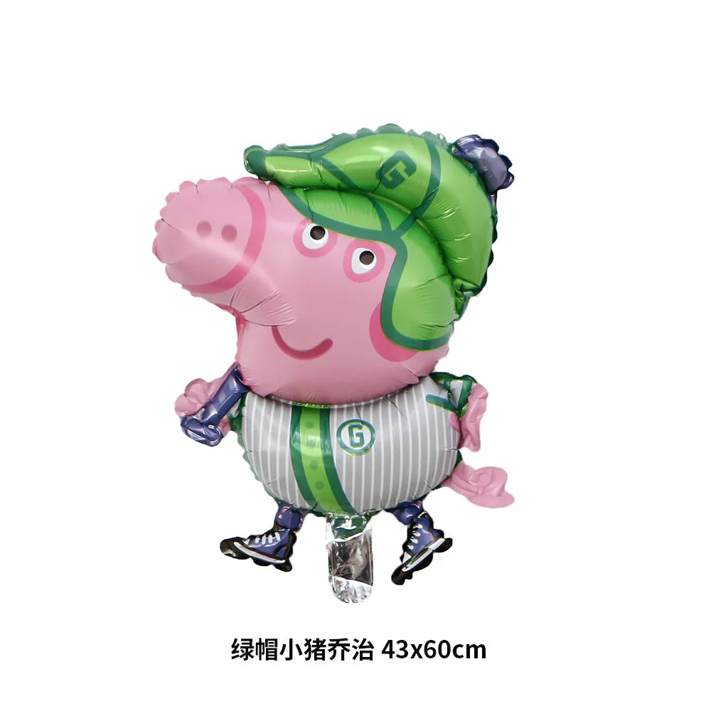 Cartoon Peppa Pig Foil Balloon Set Boating Diving Green Hat Peppa Pig Child Birthday Party Decoration Kid Toy Christmas Gift