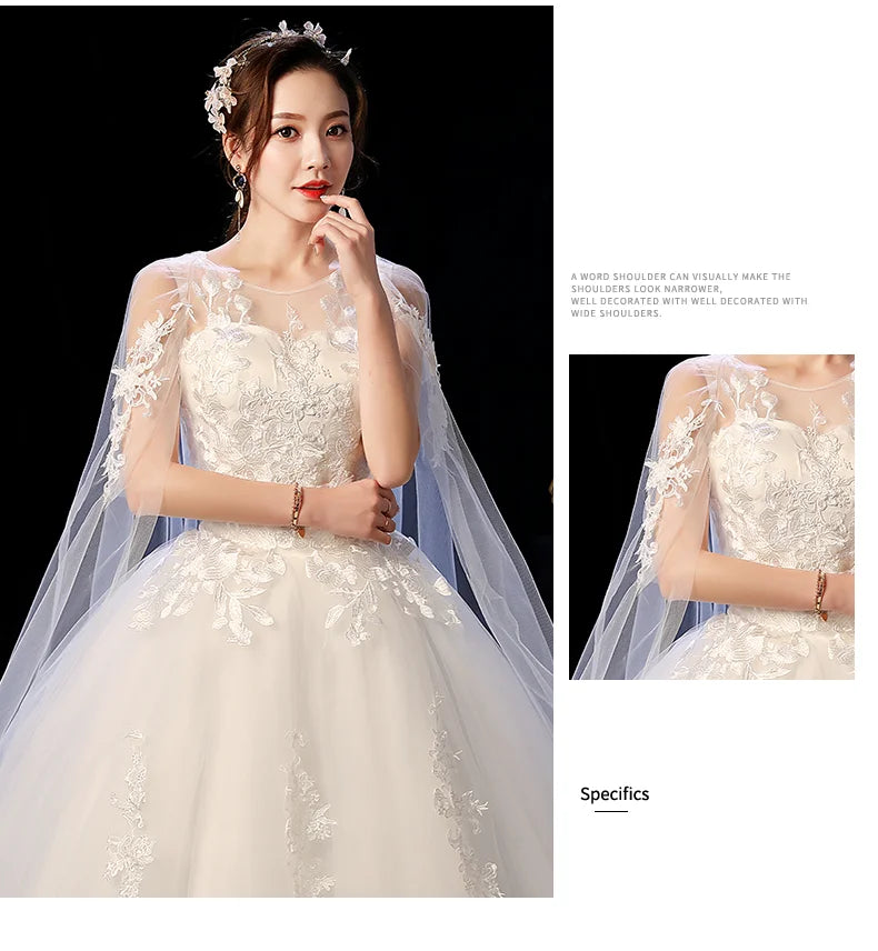 Robe de mariée personnalisée à lacets, broderie, traîne, princesse, vintage, grande taille, robes de bal