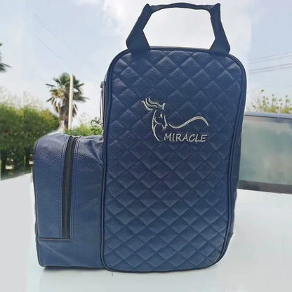 New Professional Equestrian Equipment Bag Horse Riding Boots Carry Bag Portable Durable PU Backpack with Helmet Compartment