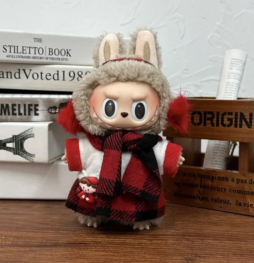 17cm Labubu  Mini Plush Toy Multiple Styles Clothing Set Labubu Outfit Accessories Trendy Play Clothing Labubu Clothes Gift