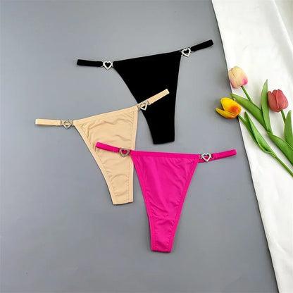 3PCS Rhinestone Strap G-String