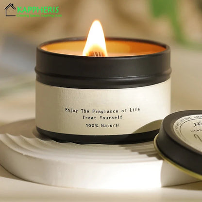 Bougies parfumées de luxe en étain noir, bougies décoratives pour la maison avec Woodwick, citronnelle, anti-moustiques, meilleur cadeau pour elle