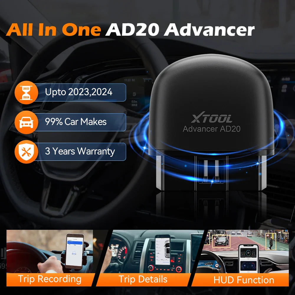 XTOOL Advancer AD20 Mini Bluetooth 5.0 OBD2 Scanner Full obd2 Functions Car Diagnostic Scan Tool Read/Clear fault code Universal