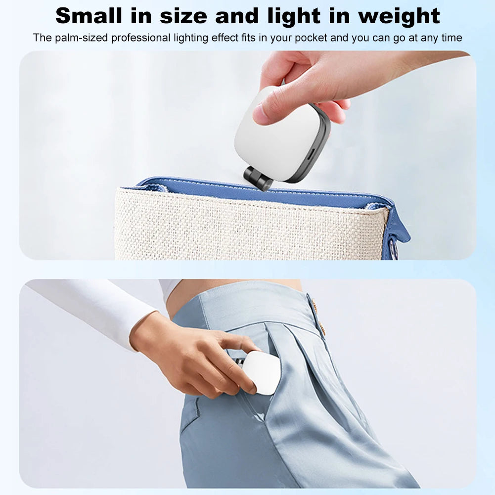 Magnetic Phone Selfie Light Mobile Phone Fill Light with Mirror Folding LED Phone Fill Light Rechargeable for Makeup Photography