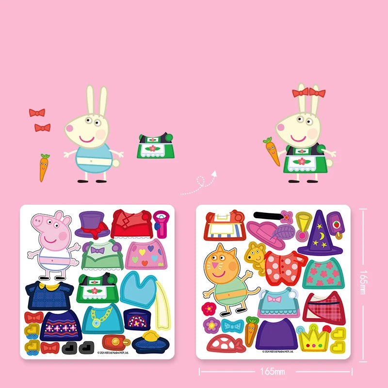 New Peppa Pig Page Dress up Magnetic Stickers Puzzle Magnetic DIY Dress up Stickers Pull up Toys Children's Christmas Gifts