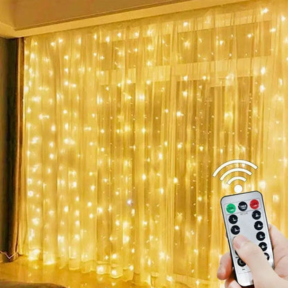 Rideau Lumineux LED USB avec Télécommande, Guirxiété Lumineuse, 8 Modes, 3 m, 6m, Vacances, Mariage, Dégradé, Chambre, Salon, Décor