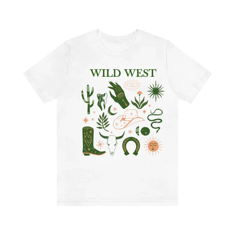 Cowgirl Wild West Cute Graphic Tees Rodeo Western T-Shirt Women Vintage Boho T Shirt Summer Hippie Tshirts Retro Tops