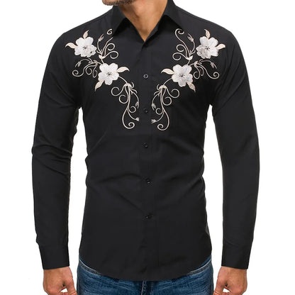 Chemise en denim western pour homme, confortable et douce, à manches longues, idéale pour le quotidien, avec boutons tendance