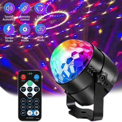 RGB LED Stage Disco Light Rotating DJ Ball Strobe Remote Sound Control Dj lights Karaoke Wedding Party Bar Club Laser Show Lamp