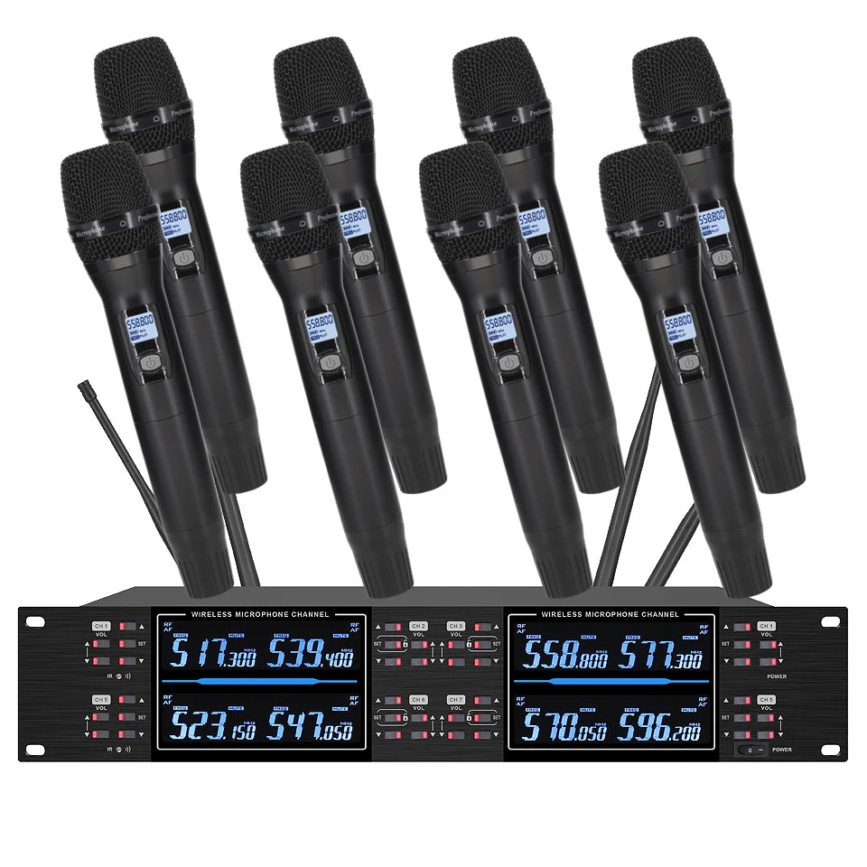 KATELEIYU UHF High end karaoke stage performance, wedding family KTV, party professional 8-channel wireless microphone system