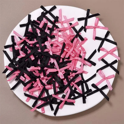 100Pcs 3mm Ribbons Mini Satin Ribbons Flowers Bows Ties Christmas Bowknot For DIY Craft Scrapbooking Embellishment Accessories