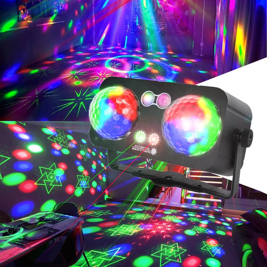 2 boules disco lumineuses avec projection de motifs et contrôle sonore,  et plus