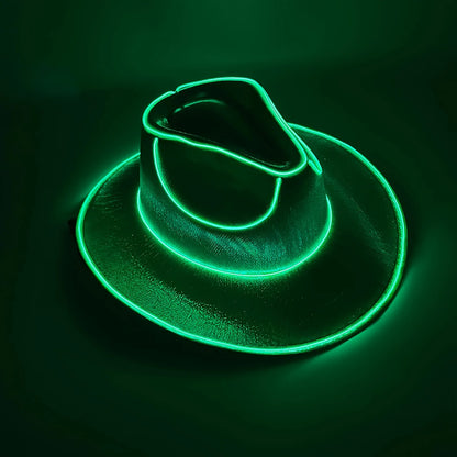 Lights Cowboy Cowgirl Hat with LED Light Up Cap Luminous Western Cowboy Hat Pearlescent Cowgirl Hat for Dancing Party Dress Up