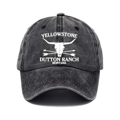 Chapeau de cowboy occidental rétro - YELLOWSTONE DUTTON Ranch casquette de baseball imprimée tête de vache brodée pour hommes et femmes