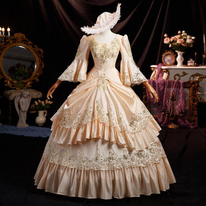 Robe de Bal Baroque - Robe Princesse Historique - Robe Versailles - Style Marie-Antoinette en satin géorgien pour adulte, robe de soirée victorienne pour femme
