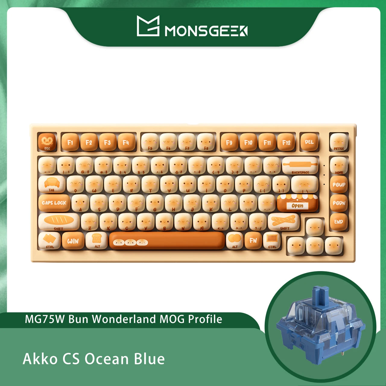 Akko MonsGeek MG75W Bun Wonderland Mechanical Keyboard 75% 83 Keys Hot Swap USB Type-C/2.4G Wireless Dual-mode Gaming Keyboard