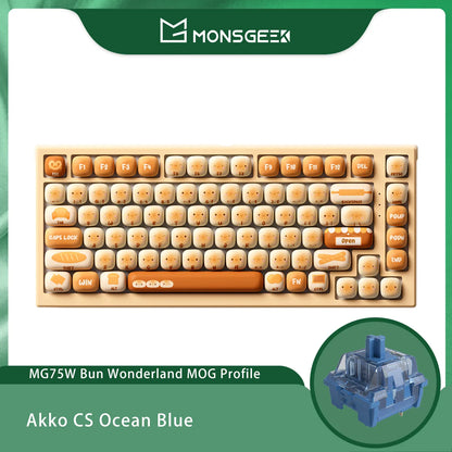 Akko MonsGeek MG75W Bun Wonderland Mechanical Keyboard 75% 83 Keys Hot Swap USB Type-C/2.4G Wireless Dual-mode Gaming Keyboard