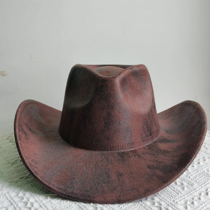 Faux Leather Western Cowboy Hats Men Women retro cowboy hats big brim cowgirl hat knight hat men chapeau ковбойская