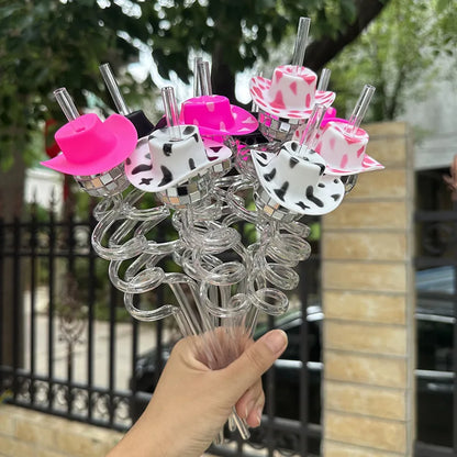 6pcs Mini Disco Cowgirl Hat Disco Plastic Straw 70s Disco Party Decoration Bachelorette Party Western Cowgirl Birthday Supplies