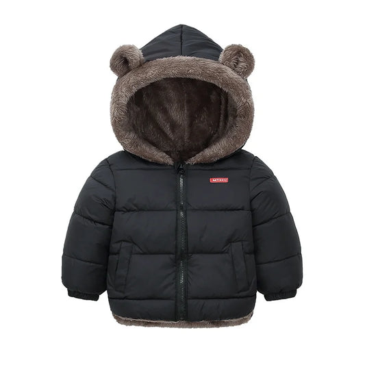 -30℃ Winter Lamb Wool Jackets Baby Girls Plus Velvet Thick Coats Children Hooded Cold Weather Outwear Boys Cotton Clothes 1-6Y
