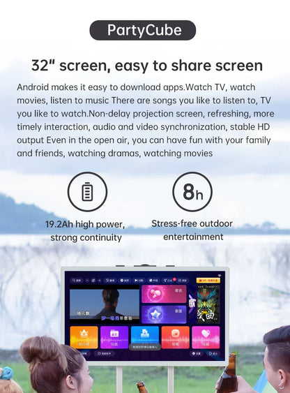 All-in-One KTV Touch Screen Wireless Smart Party Bluetooth Android System Powerful Machine Karaoke Players Speaker With Mic