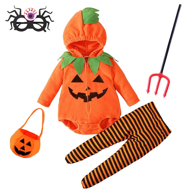 3-24M pumpkin Cosplay Baby Girls Boys Halloween Costume Sets Long Sleeve Cosplay jumpsuit for boys Carnival Party Clothes