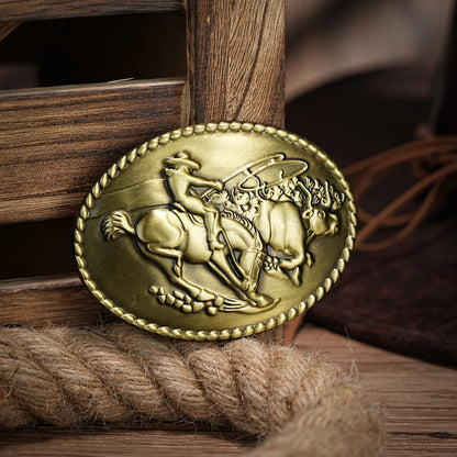 Boucle de ceinture western vintage avec initiales, motif cowboy et rodéo, grande tête de mort argentée, pour homme et femme