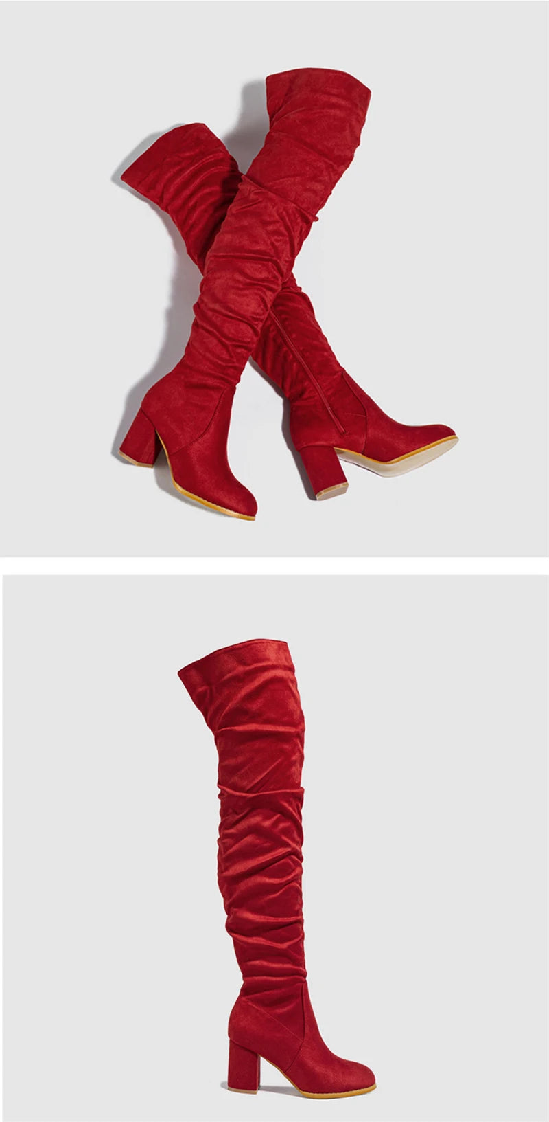 Liyke 2025 Autumn Winter Black Brown Over The Knee Boots Women Sexy Pointed Toe Zip Thigh High Shoes Square Heels Booties Femme