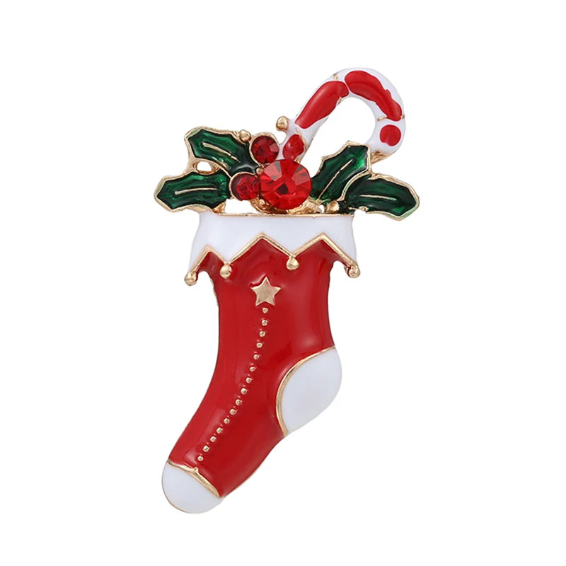 Broches de noël pour hommes et femmes, chapeau de père noël, gants, cloches, chaussettes, costume en strass, broches métalliques, Badges, cadeau du nouvel an, 2022